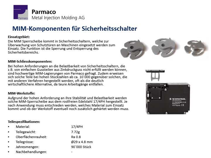 MIM Komponenten in der Schliesstechnik