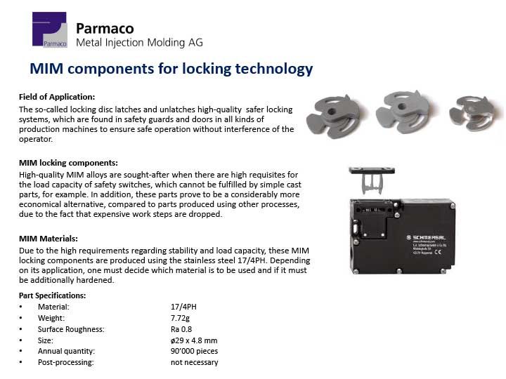 MIM components for locking technology